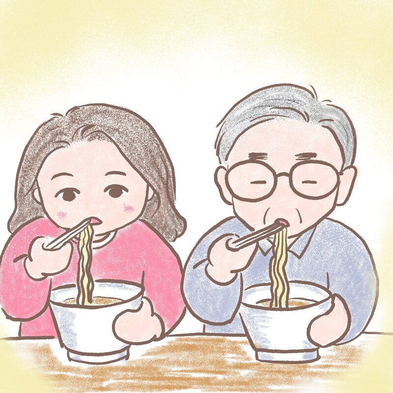 ラーメンを食べる父とわたし