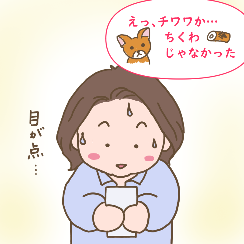 チクワではなくてチワワだと気づき目が点になっているわたし