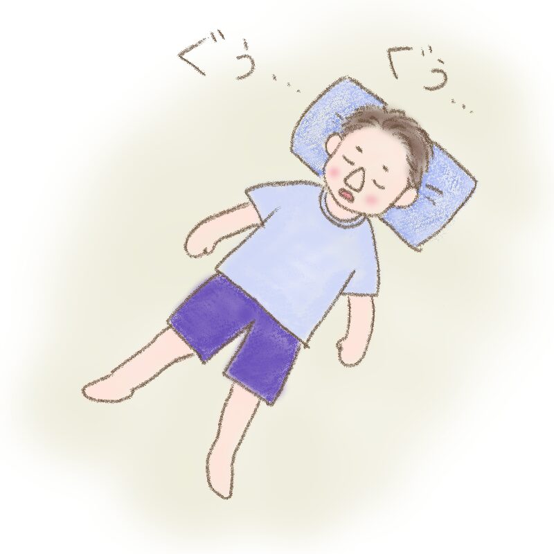 気持ちよくお昼寝中の若かりし頃のダンナ