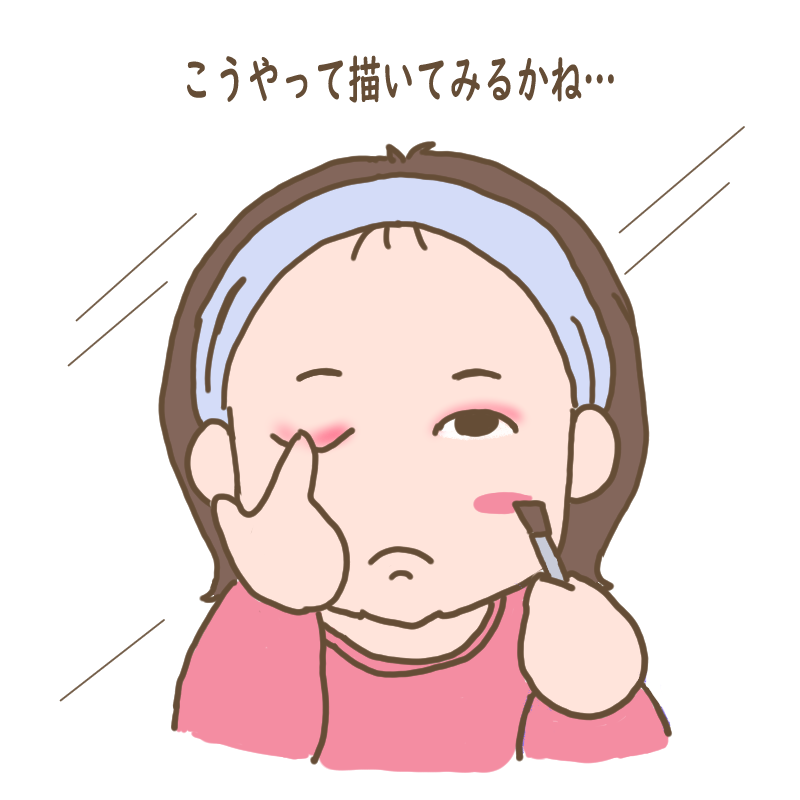 腫れている瞼を下にひぱって眉毛を描こうと試みるわたし