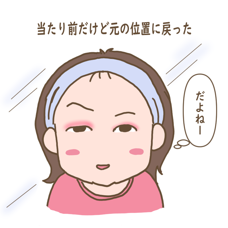 手を離したら眉毛が元の位置に戻ってしまった